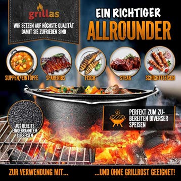 Braadpan - Gietijzeren pan - Dutch Oven - Pan gietijzer - 4,, Verzenden, Zo goed als nieuw