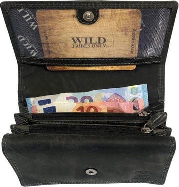 WILD  Portemonnee Dames Leer  Huishoudportemonnee  Harmonica, Overige merken, Verzenden, Zwart, Nieuw