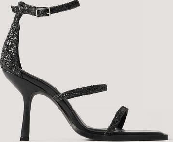 NA-KD Glitter High Heel - maat 39 - Vrouwen Sandalen - Black, Verzenden, Nieuw
