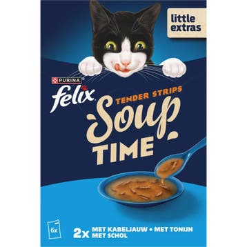 8x Felix Soup Tender Strips Vis 6 x 48 gr, Verzenden, Nieuw