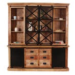 Iron buffetkast, mangohout (nieuw, A-keuze), Nieuw, Glas
