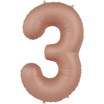 Folie Ballon cijfer 3 Vintage Rose 86 cm, Verzenden, Nieuw, Feestartikel, Verjaardag