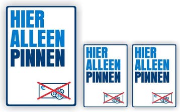 Hier alleen pinnen, kassa sticker set. (429.21), Verzenden, Nieuw, Winkel of Supermarkt