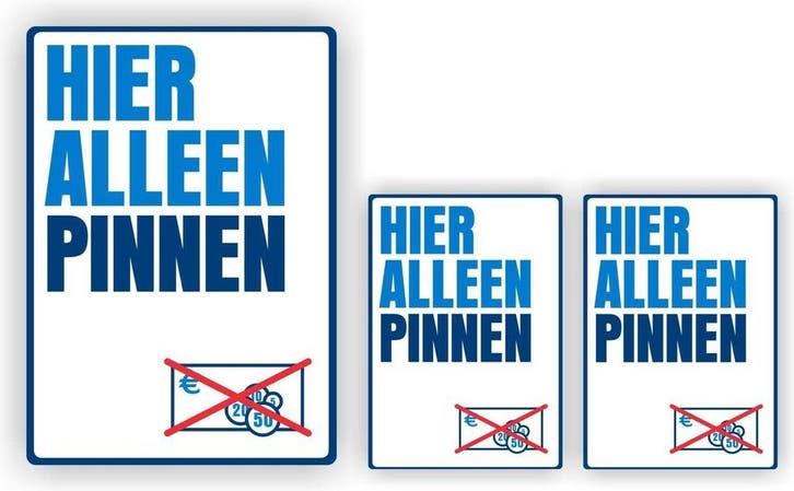 Hier alleen pinnen, kassa sticker set. (429.21), Verzamelen, Stickers, Winkel of Supermarkt, Nieuw, Verzenden