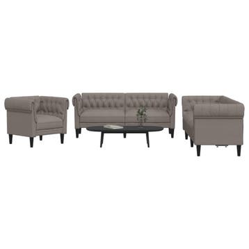 vidaXL 3-delige Loungeset stof taupe, Huis en Inrichting, Banken | Bankstellen, Verzenden, Nieuw, Vierpersoons of meer, Stof