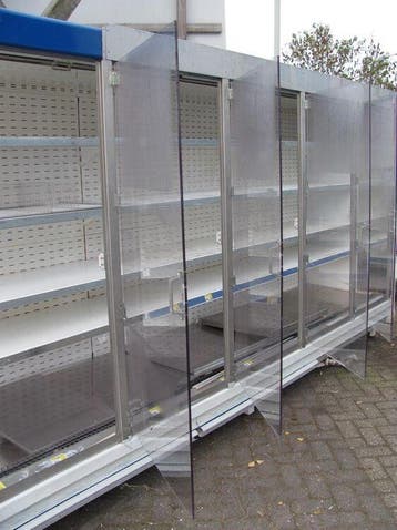 Deur voor wandkoeling van plexiglas, B70 x D0,8 x H150 cm, Gebruikt