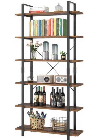 Hoge Boekenplank – Zwarte Opbergkast met 6 Niveaus, Verzenden, Nieuw