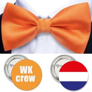 Oranje set WK Team NL met vlinderdas en 2 buttons, Ophalen of Verzenden, Nieuw, Overige typen