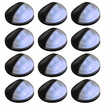 vidaXL LED-wandlampen solar rond zwart 12 st, Verzenden, Nieuw, Zonne-energie, Wandlamp