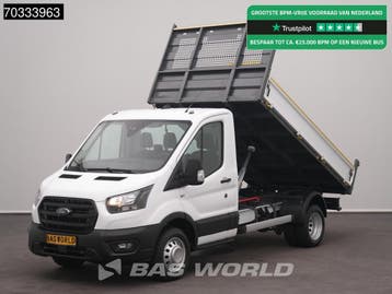 Ford Transit 165pk Kipper Dubbellucht 3,5t Trekhaak Airco Ca, Stof, Gebruikt, Euro 6, Wit