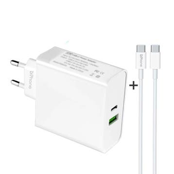 DrPhone XPC2 65 Watt Power Oplader – 2 Poorten – Inclusief U, Verzenden, Nieuw