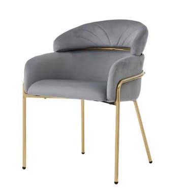 Grijze Fluwelen Loungestoel – Luxe Uitstraling Metalen Poten, Verzenden, Nieuw, Stof, Eén