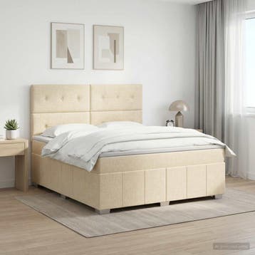 vidaXL Boxspringbed met matras Crèmekleurig 140 x 200 cm, Verzenden, Nieuw, Crème