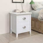 vidaXL Nachtkastjes 2 st met 2 lades wit, Huis en Inrichting, Slaapkamer | Nachtkastjes, Minder dan 45 cm, Verzenden, Nieuw, Minder dan 55 cm
