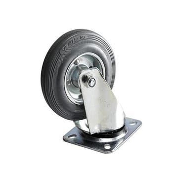 Benson Zwenkwiel - Ø 125 mm - Massief rubber - Lichtmetal.., Doe-het-zelf en Verbouw, Zwenkwielen, Ophalen of Verzenden, Nieuw