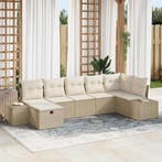 vidaXL Tuin Sofa Set met kussen 7 pcs Beige poly rattan, Verzenden, Nieuw, Rotan, 7 zitplaatsen