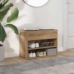 vidaXL Schoenenbankje 60x30x45 cm bewerkt hout artisanaal, Verzenden, Nieuw