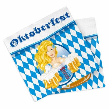 Oktoberfest Bierpullen Servetten 33x33cm - 20 stuks, Ophalen of Verzenden, Nieuw