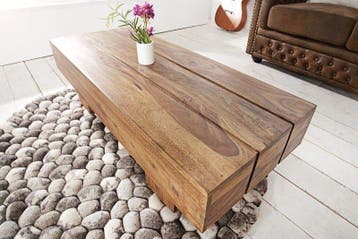 Massief houten design salontafel BOLT 100cm Sheesham, Ophalen of Verzenden, Nieuw
