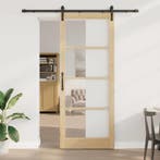 vidaXL Schuifdeur ORKDAL Natuurlijk en Zwart 93 x 232 cm, Doe-het-zelf en Verbouw, Deuren en Horren, Verzenden, Nieuw