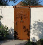 Cortenstaal Loftdeur Schuifdeur Schuifpoort met div patronen, Nieuw, Buitendeur, Metaal, 200 tot 215 cm