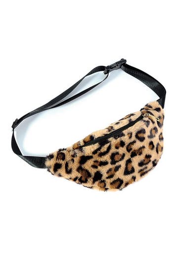 KIMU® Heuptasje Panterprint Nepbont Bruin Zachte Heuptas Lui, Sieraden, Tassen en Uiterlijk, Tassen | Damestassen, Ophalen of Verzenden