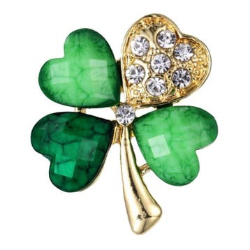 Fako Bijoux - Broche - Klavertje Vier - Donkergroen -, Verzenden, Nieuw