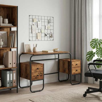 vidaXL Bureau met opbergruimte Eikenhout 145 x 50 x 75 cm, Verzenden, Nieuw