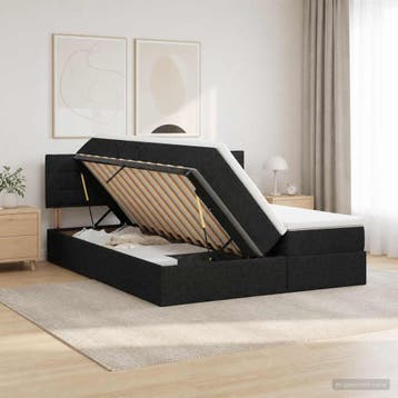 vidaXL Opslag bed met hoofdeinde 2 st Zwart Nep Leer, Verzenden, Nieuw, Zwart