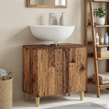 vidaXL Badkamer wastafelkast DELFT Oud hout 59,5 x 31,5 x 59, Verzenden, Nieuw, Wastafelkast