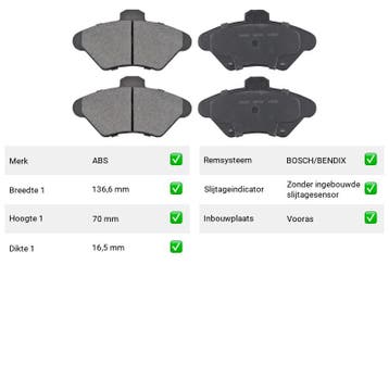 Remblokken Vooras Ford USA Mustang 3.8 - ABS 38600, Verzenden, Nieuw, Ford USA