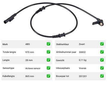 ABS-sensor Vooras Volkswagen Kever 1303 LS, S 1.6, Verzenden, Nieuw, Volkswagen