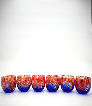 Drinkservies (6) - Glas - glazen murrine, Antiek en Kunst