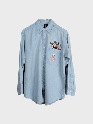 WARNER BROS. Casual Shirt Heren maat XS Blauw Vintage, Ophalen of Verzenden, Zo goed als nieuw, Blauw, WARNER BROS.