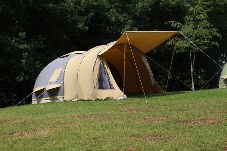 Karsten oppompbare tent type 350 (Staalgrijs), Caravans en Kamperen, Tenten, Gebruikt, tot en met 5, Ophalen of Verzenden