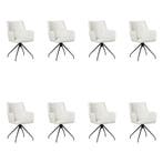 Set van 8 Leren eetkamerstoelen Wave - Toledo Purewhite, Ophalen of Verzenden, Nieuw, Leer