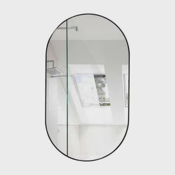 Ovale Wandspiegel 40x60 cm - Zwart, Modern & Veilig (Shatter, Verzenden, Nieuw