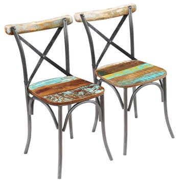 vidaXL Eetkamerstoelen 2 st massief gerecycled hout, Huis en Inrichting, Stoelen, Verzenden, Nieuw