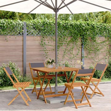 vidaXL 5-delige Tuinset massief hout en stof, Tuin en Terras, Verzenden, Nieuw, Hardhout, Tuinset
