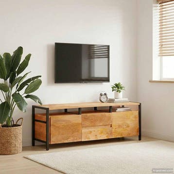 vidaXL Opslagkasten met lade Bruin 110 x 30 x 40 cm Massief, Huis en Inrichting, Woonaccessoires | Cd- en Dvd-rekken, Verzenden