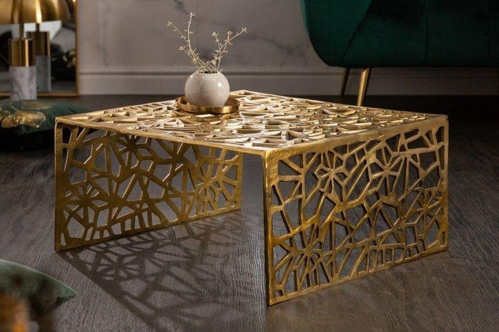 Handgemaakte salontafel ABSTRACT 60cm aluminium goud in Gap, Huis en Inrichting, Tafels | Salontafels, Ophalen of Verzenden