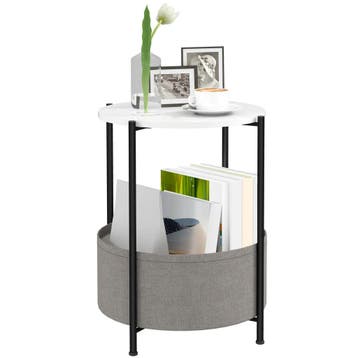 TRUUSK Bijzettafel met Stoffen Mand - Ronde Koffietafel met, Huis en Inrichting, Woonaccessoires | Kussens, Verzenden, Nieuw