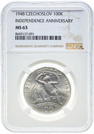 Tsjecho-Slowakije. 100 Korun 1948 - NGC MS63 (30th
