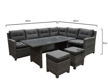 Valencia dining hoek loungeset 5-delig rechts antraciet, Tuin en Terras, Ophalen of Verzenden, Nieuw, Wicker