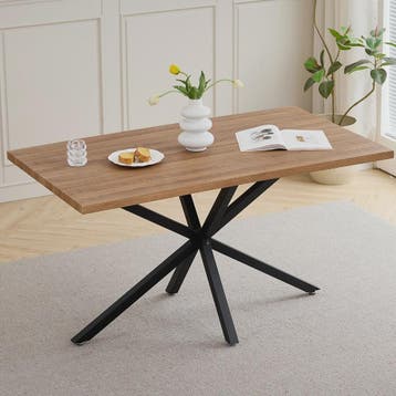 Moderne Rechthoekige Eettafel 140x80cm met Zwart Metalen Ond, Verzenden, Nieuw