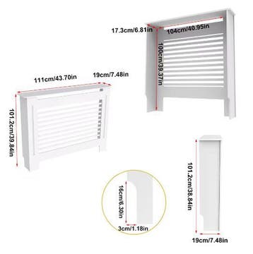 Hoge Witte Radiatorafdekking met Horizontale Latten, Verzenden, Nieuw