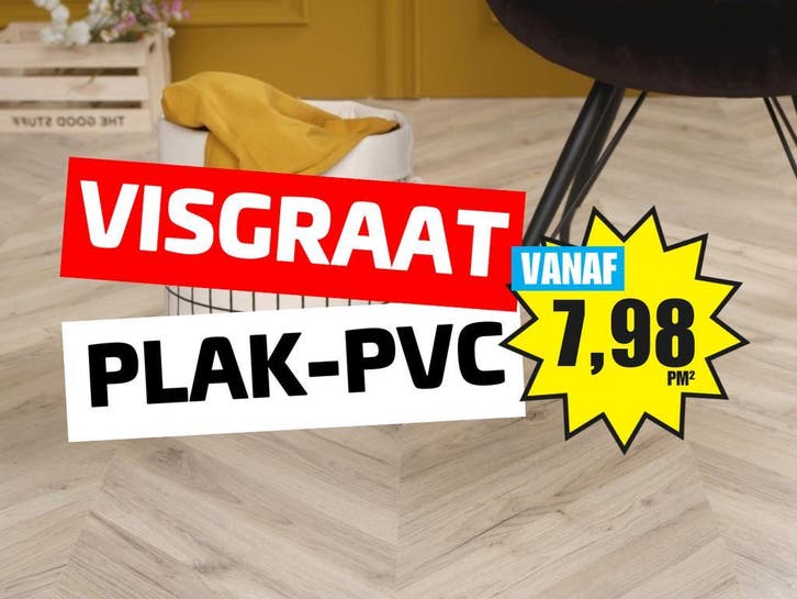 UITVERKOOP | Visgraat plak-PVC voor woonkamer v.a. €7,98, Huis en Inrichting, Stoffering | Vloerbedekking, Wit, Crème, Beige, Bruin