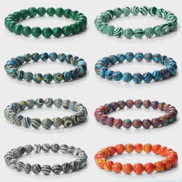 8mm Natuurlijke Malachiet Edelsteen Armband - Handgemaakt, E, Sieraden, Tassen en Uiterlijk, Verzenden, Nieuw