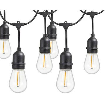 Lichtslinger buiten 15 meter met 15 LED lampen E27 – warm, Ophalen of Verzenden, Nieuw