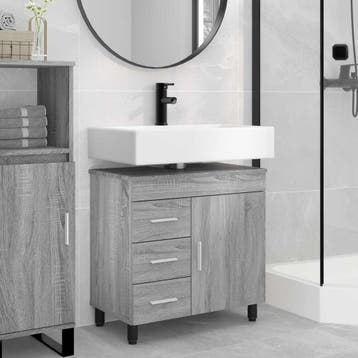vidaXL Badkamer Waskom Grijs Sonoma 60 x 35 x 60 cm Bewerkt, Verzenden, Nieuw